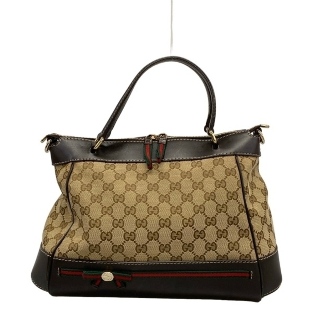 Gucci handbag Mayfair GG leather beige dark brown multi bag